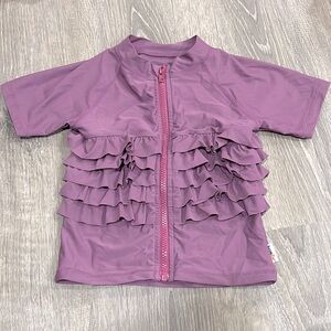 Swim Zip Girls Swimming Shirt Purple Ruffle